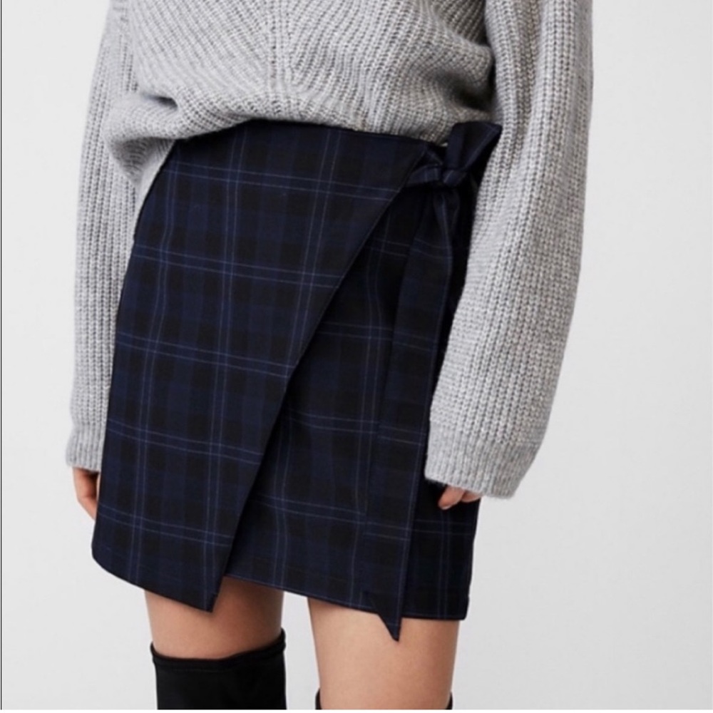 Express- plaid wrap mini skirt